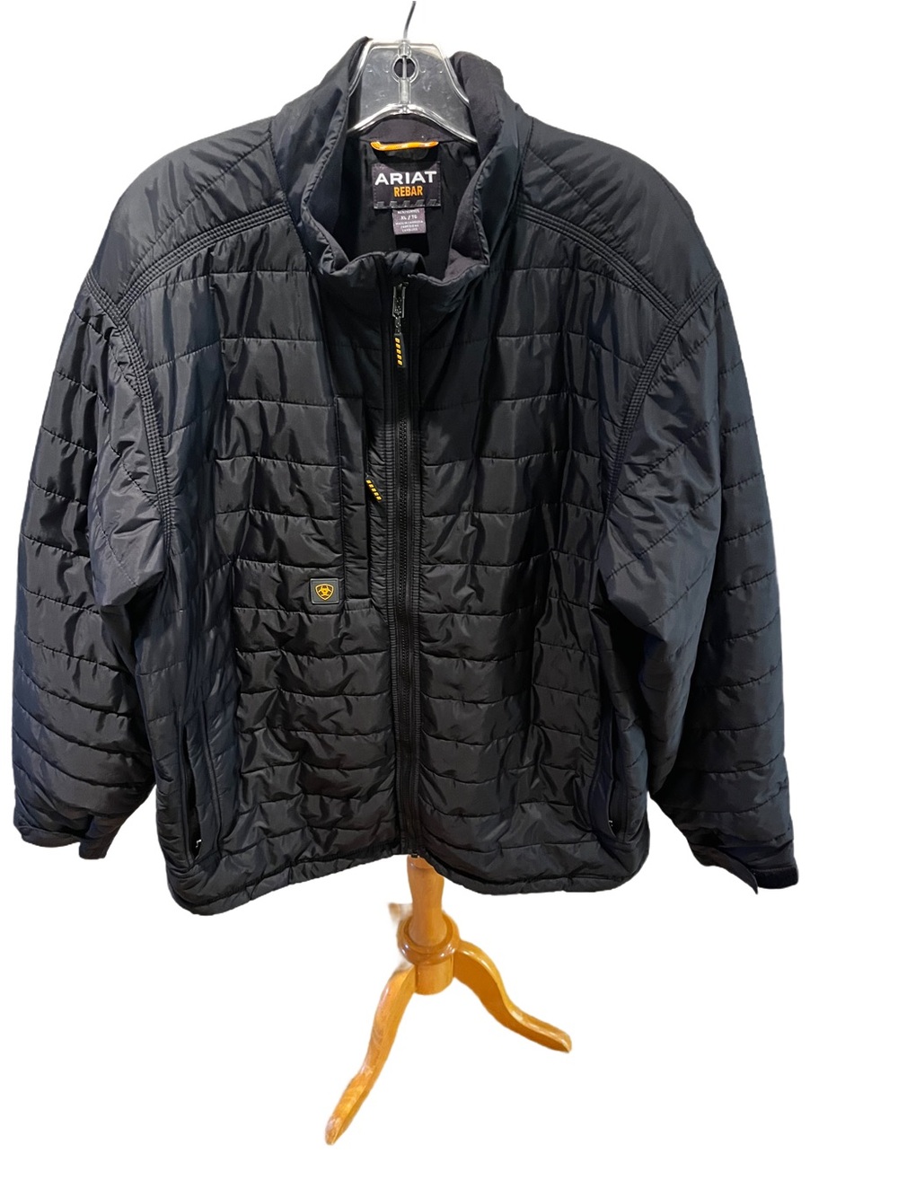 NEW Ariat Rebar Men's Black Quilted Puffer Jacket Full Zip Winter Jacket Size XL